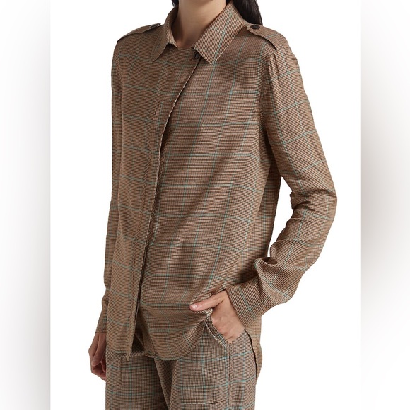 (A54) rag & bone Field Plaid Shirt, Color - Tan Multi, Size Medium - Picture 4 of 16